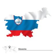 Map of Slovenia with flag