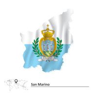 Map of San Marino with flag