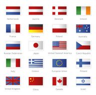 World flags as stamps