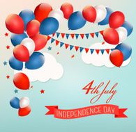 Retro Holiday American background with colorful balloons for 4th