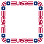 Frame with USA flag colors and symbols for invitation