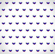 Seamless patriotic background with Russia flag glossy heart shapes N2