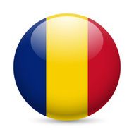 Round glossy icon of Romania