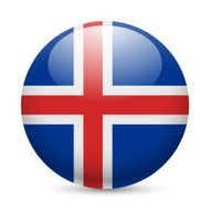 Round glossy icon of Iceland
