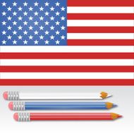 American flag with three colors pencils vector