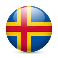 Round glossy icon of Aland Islands
