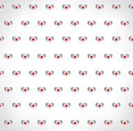 Seamless patriotic background with a Japan flag glossy heart shapes
