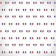 Seamless patriotic background with a France flag glossy heart shapes