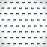 Seamless patriotic background with ukrainian flag glossy heart shapes 2