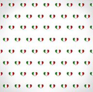 Seamless patriotic background with Italian flag glossy heart shapes