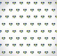 Seamless patriotic background with a Swedish flag glossy heart shapes