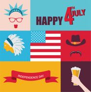 celebration of 4th July hipster characters