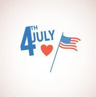 Happy independence day 4th of July card with flat design
