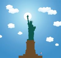 vector statue of liberty and bright sun
