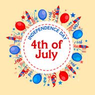 American Independence Day celebration sticker tag or label