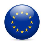 Round glossy icon of European Union