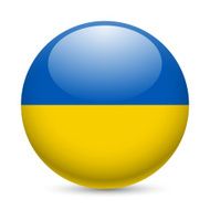 Round glossy icon of Ukraine