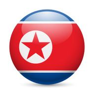 Round glossy icon of North Korea