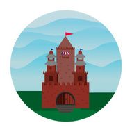 flat Castle a fortress against the backdrop of hills N2