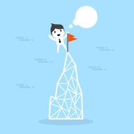 vector cartoon businessman climb up to the top
