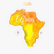 Travel around the world Africa Watercolor map