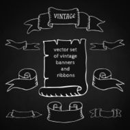 set of vintage ribbons and banners N4