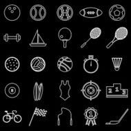 Sport line icons on black background