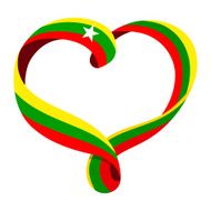 Myanmar flag ribbon-shaped heart