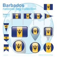 Flag of Barbados icon collection vector illustration