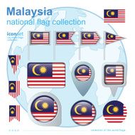 Flag of Malaysia icon collection vector illustration