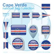 Flag of Cape Verde icon collection vector illustration