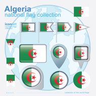 Flag of Algeria icon collection vector illustration