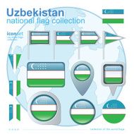 Flag of Uzbekistan icon collection vector illustration