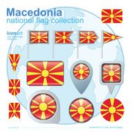 Flag of Macedonia icon collection vector illustration