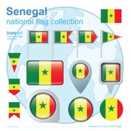 Flag of Senegal icon collection vector illustration