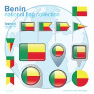 Flag of Benin icon collection vector illustration