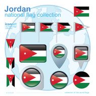 Flag of Jordan icon collection vector illustration