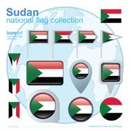 Flag of Sudan icon collection vector illustration