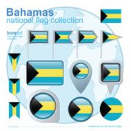 Flag of Bahamas icon collection vector illustration