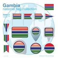 Flag of Gambia icon collection vector illustration