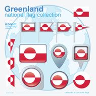 Flag of Greenland icon collection vector illustration