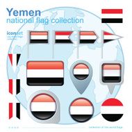 Flag of Yemen icon collection vector illustration