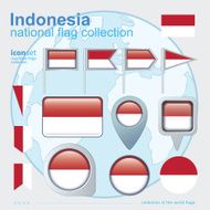 Flag of Indonesia icon collection vector illustration