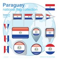 Flag of Paraguay icon collection vector illustration