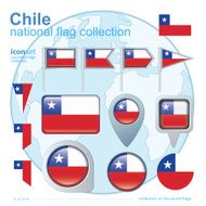Flag of Chile icon collection vector illustration