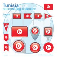 Flag of Tunisia icon collection vector illustration