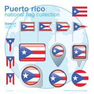 Flag of Puerto Rico icon collection vector illustration