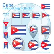 Flag of Cuba icon collection vector illustration