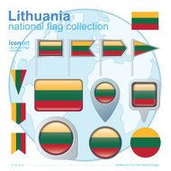 Flag of Lithuania icon collection vector illustration