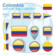 Flag of Colombia icon collection vector illustration